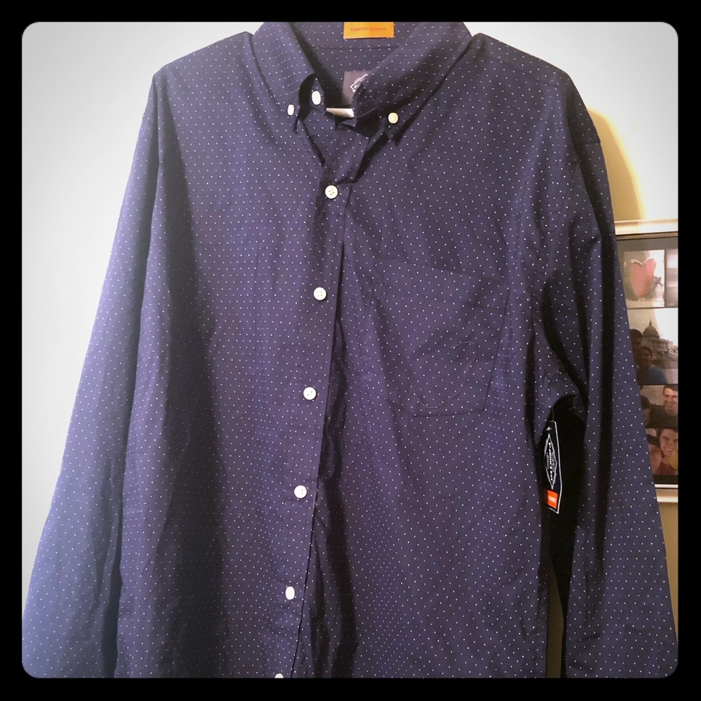 St John’s bay comfort stretch dress shirt navy dot